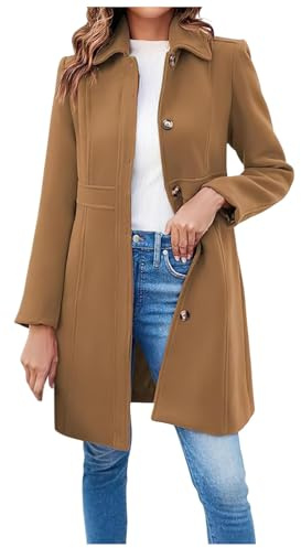Caban Femme Manteau Grande Taille Coupe Trapeze Long Hiver Vetement Trench 3/4 Chaud Manteaux Cuir Évasé Polaire Mi-Long Imperméable Blouson Grossesse Laine Elegant Parka Surdimensionné en Coat Veste