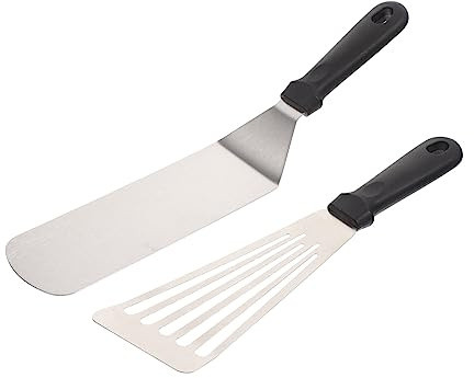 DIYEAH 2pièces Spatule De Cuisine Acier Inoxydable Spatule Pour Barbecue Outil De Cuisine Résistant Chaleur