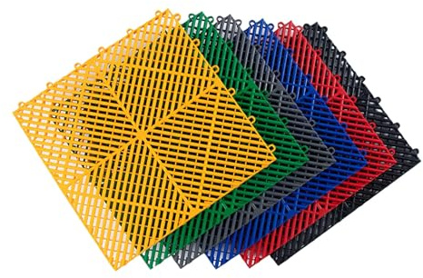 Prevención De Caídas Placa De Rejilla Antideslizant, Baldosas Modulares for Balcón, Tapete De Plástico Antideslizante Entrelazado, for Interior Al Aire Libre Jardín Patio(Blue,3 PCS)