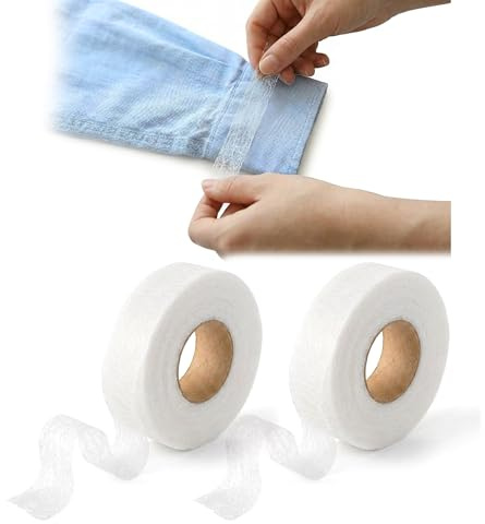 LEOUEANR Paquete de 2 cintas adhesivas para dobladillos, cinta adhesiva extra fuerte Wonder Web de doble adhesivo para cortinas, pantalones y ropa para adolescentes y adultos