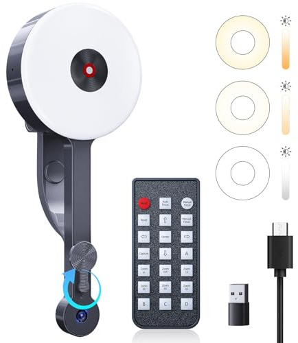 POHO O1 Webcam 4K mit physischer Abdeckung, Mikrofon & Beleuchtung | Dunkelheit Kompensation | Autofokus 83° Weitwinkel | HDR & 1/2.55 CMOS mit 8 MP | USB-C & USB-A für PC/Mac (