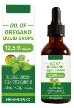 Oreganoolja flytande, med svartfröolja, matsmältningsstöd – 2 fl oz / 60 ml,1PCS