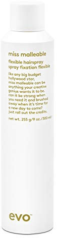 EVO miss malleable flexible hairspray, Haarspray mit starkem Halt für alle Haartypen, für mehr Halt und Glanz, vegan, ohne Sulfate, 300 ml