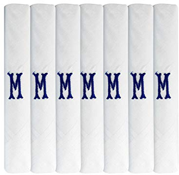 Surf the Shop 7 Stück bestickte Herren-Taschentücher mit Satin-Bordüre, verschiedene Buchstaben