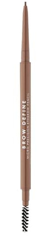 MUA Makeup Academy Brow Define, Micro Eyebrow Pencil with Spoolie Brush, Mid Brown, 0.05 g - Vegan & Cruelty Free