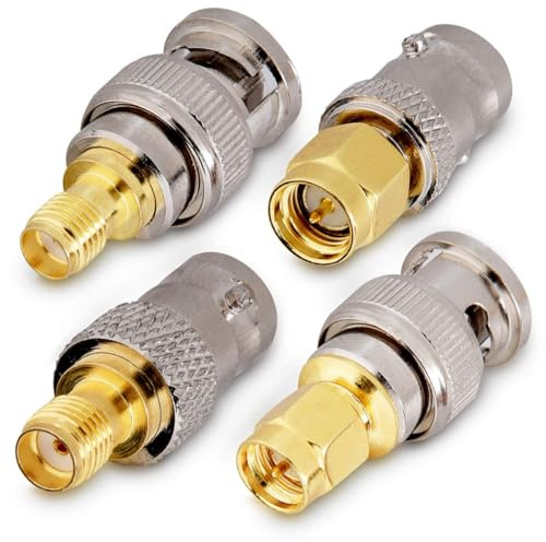 kwmobile 4x SMA auf BNC Adapter - 4 Varianten - SMA Female Male zu BNC Female Male Konverter - Adapter Koaxial Steckverbinder