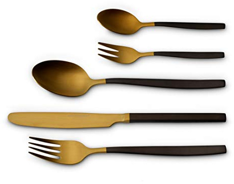 ECHTWERK Tafelbesteck Positano Due-Gold/Black Edition, 30-teilig, für 6 Personen, Messer aus Klingenstahl, inkl. Präsentschachtel, 18/10 Stahl