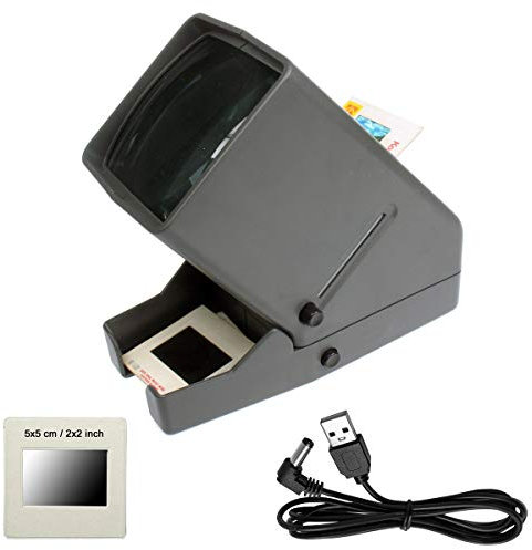 PHOTOLUX LED SV-3 - Visualizzatore per diapositive da 35 mm e strisce negative con ingrandimento 3x, incluso cavo USB per alimentazione