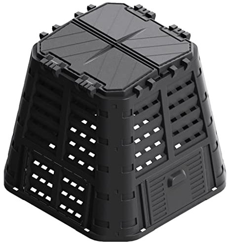 vidaXL Compostiera da Giardino Composter Biocompostiera Organico Bidone Contenitore per Umido Riciclo Compostaggio Esterno Nera 480 L