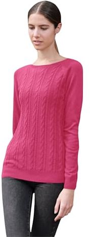JL DE LA TOUR Pull Femme Cachemire col Rond avec Torsade Devant