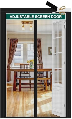 HADOR Adjustable Magnetic Screen Door Fit Door Size Width 29 - 33 Height 79 - 81, DIY Widen Heavy Duty Door Net Screen Mesh with Strong Magnet for Front Back, Black