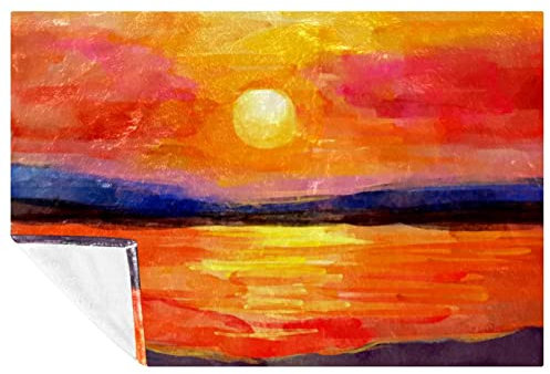 VAPOKF Ölgemälde Meer Sonnenuntergang Landschaft Drucke Weiche Warme Gemütliche Decke Überwurf für Bett Couch Sofa Picknick Camping Strand, 150 × 100 cm