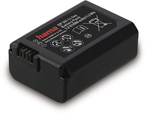 Hama Li-Ion Akku „DP551“ für Sony NP-FW50 (Liion Akku, Ersatzakku, Akku Pack, Akku 1000mAh, Akku für Sony Alpha 6400 6300 6100 6000 5100 Alpha 7S III Alpha 7S 7R 7 II Alpha ZV-E10) Schwarz