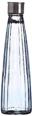 WESTCRAFT Bottiglie d'acqua colorate in vetro, 750 ml, vintage, ermetiche, per succhi di frutta, bevande, bottiglia d'acqua (6 colori pastello a scelta) (blu lineare)
