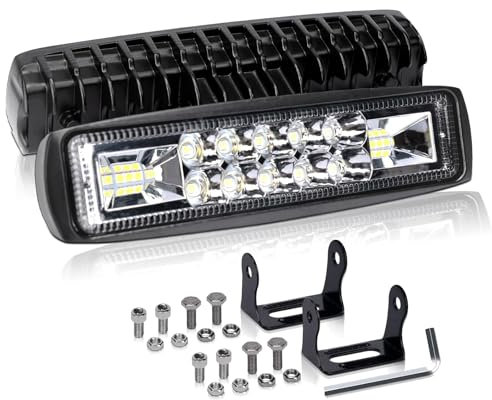 AUXTINGS 2Pcs Faro da Lavoro Led, 15 cm 24W 12V 24V Faretto Fuoristrada 7D Riflettore, IP67 Impermeabile 6000K Fendinebbia Barra Luci per Trattore Camion Off Road Auto Moto 4x4