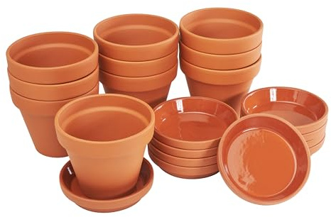 VBS Blumentopf TERRAKOTTA mit Untersetzer 10 Paar hochwertig langlebig Tontöpfe mit Bodenloch Pflanztopf Pflanzkübel Töpfe Tontopf Sukkulenten Anzuchttöpfe DIY Ø 10 cm