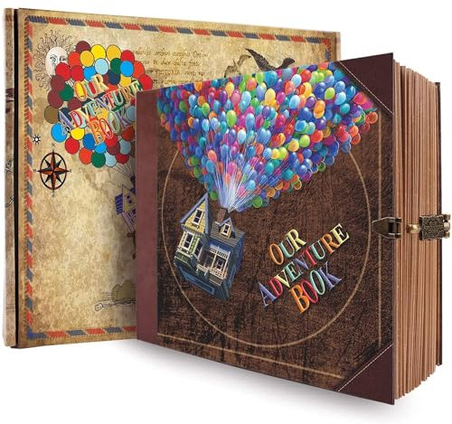 Our Adventure Book Scrapbook Photo Album with 146 Pages 8.9 * 7.7 Inch Embossed Words Hard Cover Travel Scrapbook, Memory Book For Anniversary Wedding, Valentines' gifts, Christmases etc