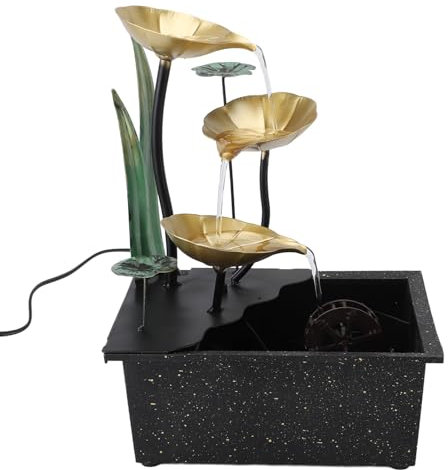 Fuente de Mesa, Fuente de Cascada de Escritorio de Hierro y Plástico de Primera Calidad con Luz LED Ajustable, Fuente de Agua de Mesa USB para Sala de Estar, Sala de Estudio