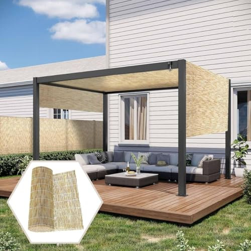 MObyat Außenschirm Sichtschutz Schilfrohrmatte 50cm 60cm 70cm 80cm 90cm Bambus Matten Outdoor Sichtschutzzaun Natürliches Material Sonnenschutz Gartensichtschutz Balkonsichtschutz Zaun