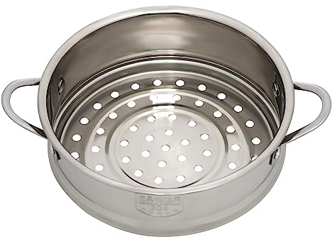 QUIOTUIR Steamer, Dampfkorb, Dampfgarer, Edelstahl, 22/16/20cm, Silber, Rund, Multifunktional, Mit Griff
