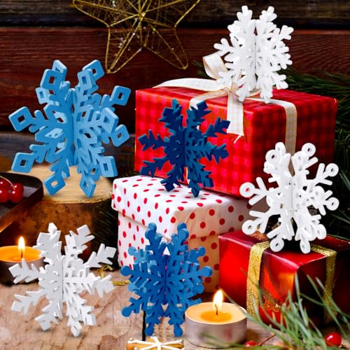 ARONRAVE Schneeflocke Deko Tischdeko, 12 Stück Winterdeko Tisch Schneeflocken Tischdeko Holz Schneeflocken Herzstück Tischdeko Winter für Weihnachten Party Supplies Home Decor