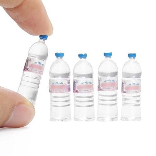Odoria Dollhouse Water Bottles Miniature: 1/6 Scale Mineral Water for Kitchen Restaurant - Mini Drinking Bottle Accessories 5Pcs