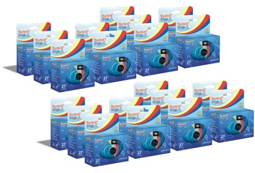 GT Photo GT27WP Realishot Splash - förpackning med 20 vattentäta engångskameror, 27 foton, 35 mm, 4K Ultra HD, vattentät - blå