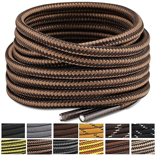 Stepace Lacci per Scarpe Rotondi [2 Paia] Stringhe Scarpe Robuste e Resistenti per Scarpe da Trekking e Scarpe da Scarponi Montagna Coffee Brown-130(Stripe)