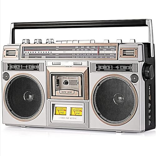 Reproductor de Casete Retro Boombox, Radio Retro con Bluetooth, con Reproductor de Casete y Altavoz de Radio Am/FM, Compatible con Almacenamiento y USB, para Viajes de reuniones Familiares