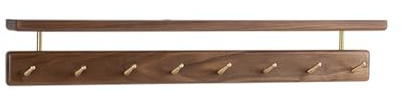 TUOJINRUIDA Wall Mounted Coat Rack with Shelf Handcrafted Solid Wood and 100% Pure Copper Hooks Black Walnut Space Saving Wall Hooks for Home Entryway Mudroom, and Office (62cm 8 Hooks)