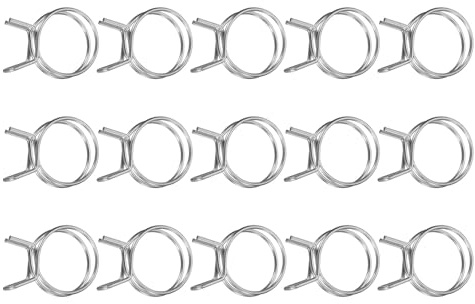 sourcing map 15Pcs 30mm/1.18inch Inner Dia Double Wire Spring Hose Clamp, Stainless Steel Adjustable Spring Clips for Hose Fuel Line Silicone Tube Water Pipe Air Pipe