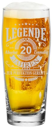 LUXENTU Willi Becher mit Gravur, Legende 20. Jahren, 0,5 l | Personalisiertes Bierglas, Geschenk zum Geburtstag für Bierliebhaber, Spülmaschinengeeignet