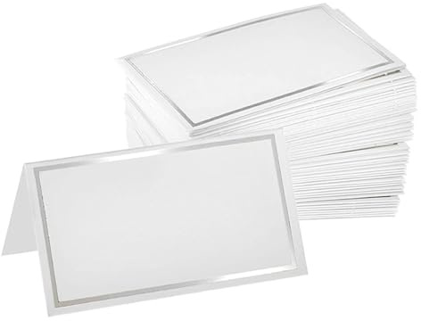 Zqxnt Set di 50 eleganti biglietti da tavolo con bordo dorato per matrimoni, banchetti, cene, feste e festival, con accento oro/argento