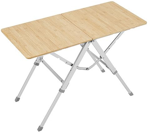 SXDQMX Table Pliante Camping, 3 Réglages de Hauteur, Table Pliante Exterieur Portable, Plateau Pliable en Deux, Aucun Assemblage Requis(20x35x24 in(50x90x60 cm))