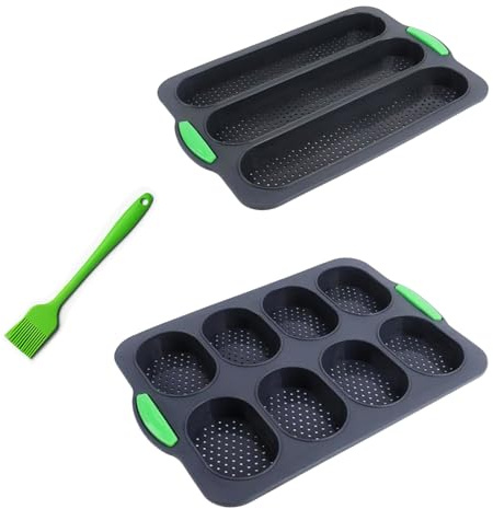 Greyoe 2 stycken baguette-bakplåt, bakform, baguette bakform, non-stick enkel rengöring och jämn bakning, för bakning hemma