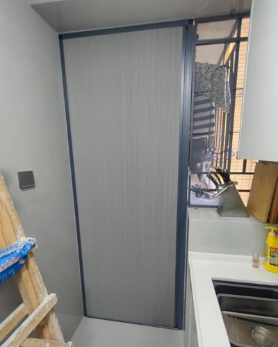 Falttür Innentüren Grau Faltschiebetür für Die Küche im Innenbereich, Ziehharmonika-Schiebetüren Ohne Bohren, Mehrfachfaltgitter für Den Waschkücheneingang und Das Badezimmer(43x80in (109x203cm))
