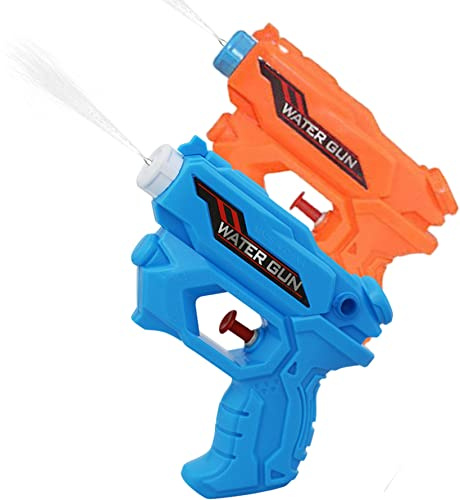 AZIDWERYQ 2er-Pack Wasserpistolen für Kinder im Freien, Sommer-Wasserpistolen, kleine Poolpistolen, Schwimmspielzeug für Jungen und Mädchen (blau und orange), Pistolen für Kinder