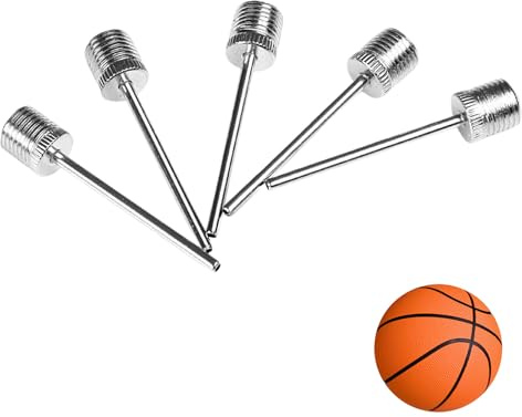 ApexPine 5 Pack Dual Hole Ball Pump Needles, Stainless Steel Sport Balls | 5 pack dual hole ball pump needles, stainless steel, fits standard pumps, for football basketball volleyball sports
