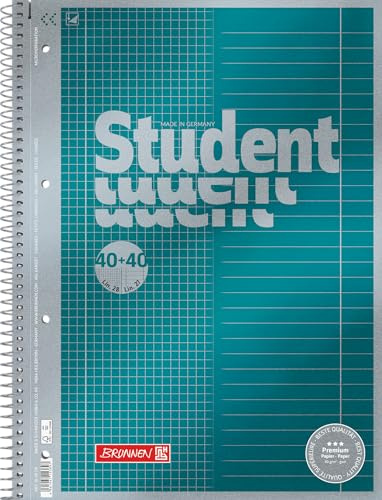 BRUNNEN Collegeblock Premium Student DUO | A4, rutig/linjerad, 80 ark, petrol