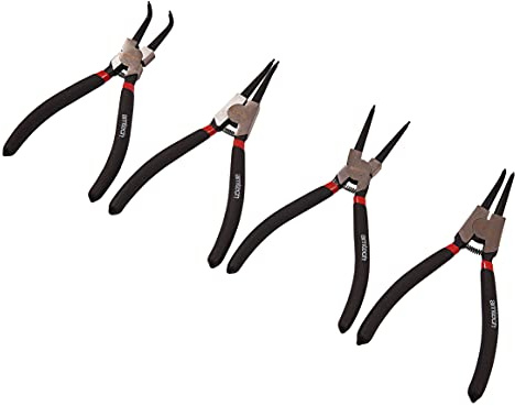 Amtech 4 Piece 7 Pro Circlip Plier Set, Drop Forged Steel with Spring-Loaded Action & Non-Slip Grips, Internal & External, Straight & Bent for Automotive & DIY Use