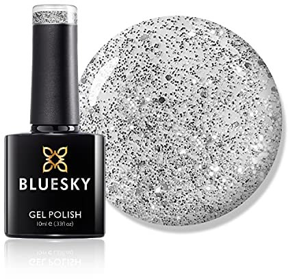 Bluesky Gel Nail Polish, Silver Explosion 80573, Silver Glitter, 10 ml Long Lasting, Chip Resistant, 10 ml (Requires Drying Under UV LED Lamp)