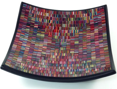 Guru-Shop hörnig mosaikskål, underlägg, dekorativ skål, handarbetad keramik och glas frukt skål, skålar