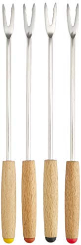 Staub Polvo 1444004 Juego con 4 Tenedores de Fondue Corta, Acero Inoxidable, Plata, 4 Unidades