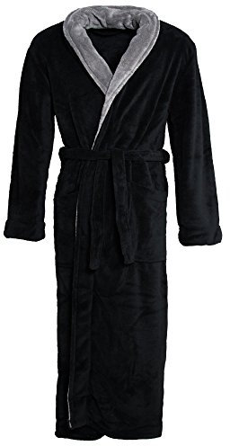 CelinaTex Nevada Bademantel Damen Herren S schwarz anthrazit Mikrofaser Saunamantel Coral Fleece Morgenmantel