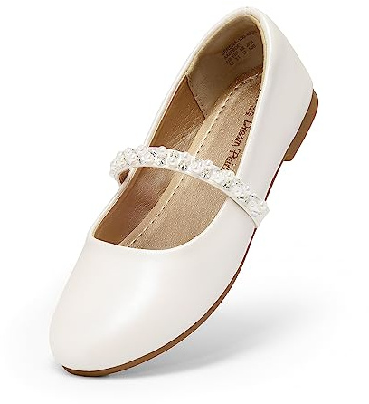DREAM PAIRS Scarpe Basse Mary Jane per Bambine Ballerine Scarpe da Principessa per Scuola Matrimonio e Festa,Size 36,Avorio,SERENA-100-KIDS