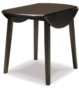 Signature Design by Ashley Hammis Round Dining Room Drop Leaf Table, Seats up to 4, Hinged Drop Leaves, Wood, 36.38 W x 36.38 D x 29.88 H, Dark Brown