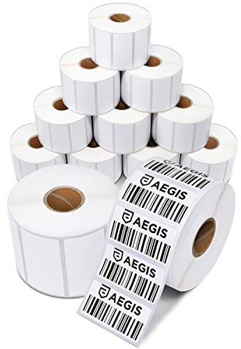 Aegis Adhesives - 2 X 1” Direct Thermal Printer Labels (15600 Count, 12 Rolls) - Perforated Shipping Labels, Address, UPC Barcode Stickers for Inventory - Compatible with Zebra and Rollo Printers