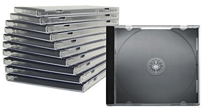 ENERGMiX CD Jewelcase/CD Hüllen/CD Leer Hüllen für 1 CD/DVD, transparent, Tray schwarz (10mm) 100 Stück im Karton