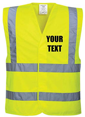 Hi Viz gelb Vis Westen eigenen Text Personalisierbar Sicherheit Hohe Sichtbarkeit Baustelle