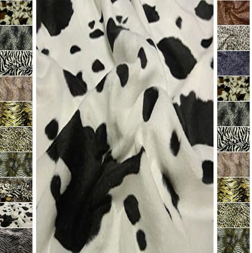 StoffBook schwarz/weiß - Kuh Velboa Kunstfell Tiermuster, Fake Fur für Karneval, Fasching Animal-Look, Stoff zum Nähen, Kleben, Tierfellimitat, Tierfelloptik, Kinder Kostüme, c119